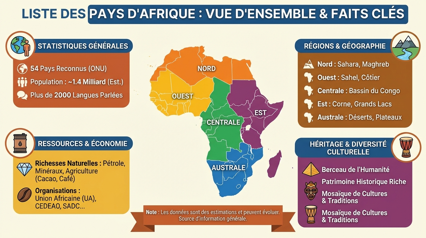Les pays d’Afrique par région