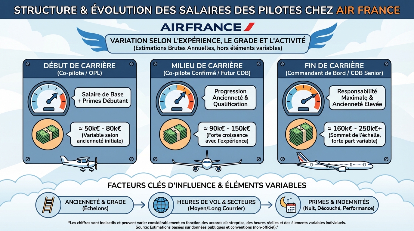 Quel est le salaire d'un pilote chez air france ? 1 Avantages et primes des pilotes